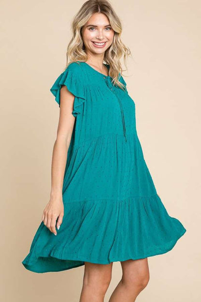 Culture Code Ruffle Cap Sleeve Tiered Dress-Angel Casuals