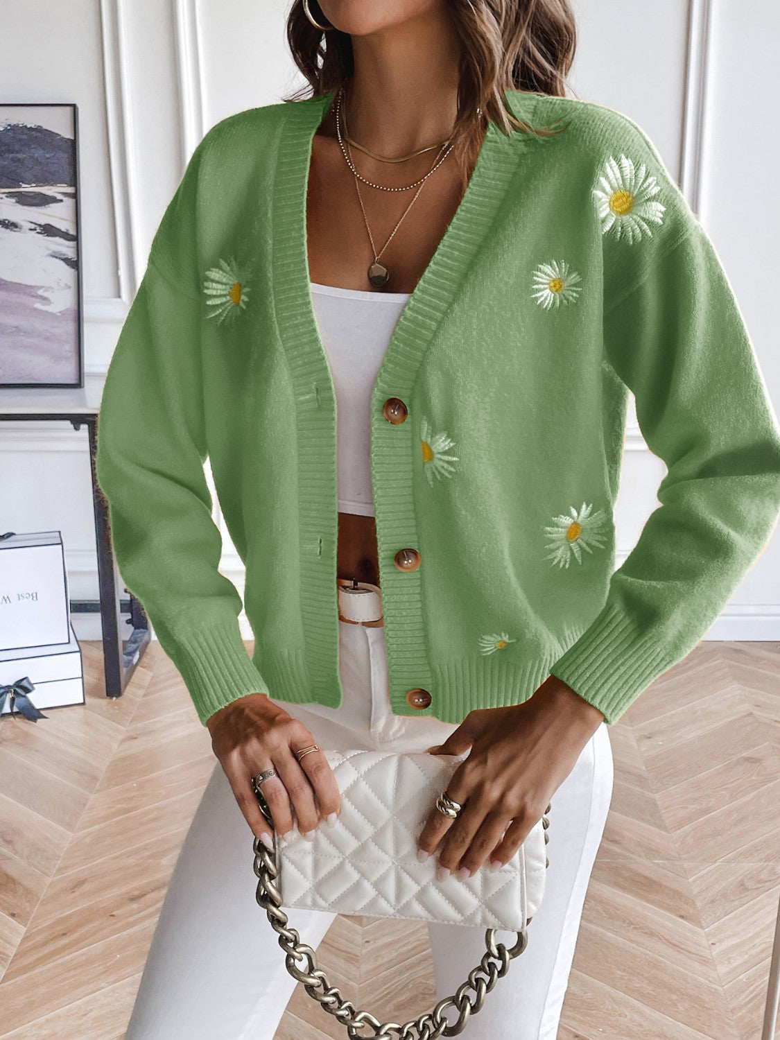 Floral Button Up Cardigan-Angel Casuals