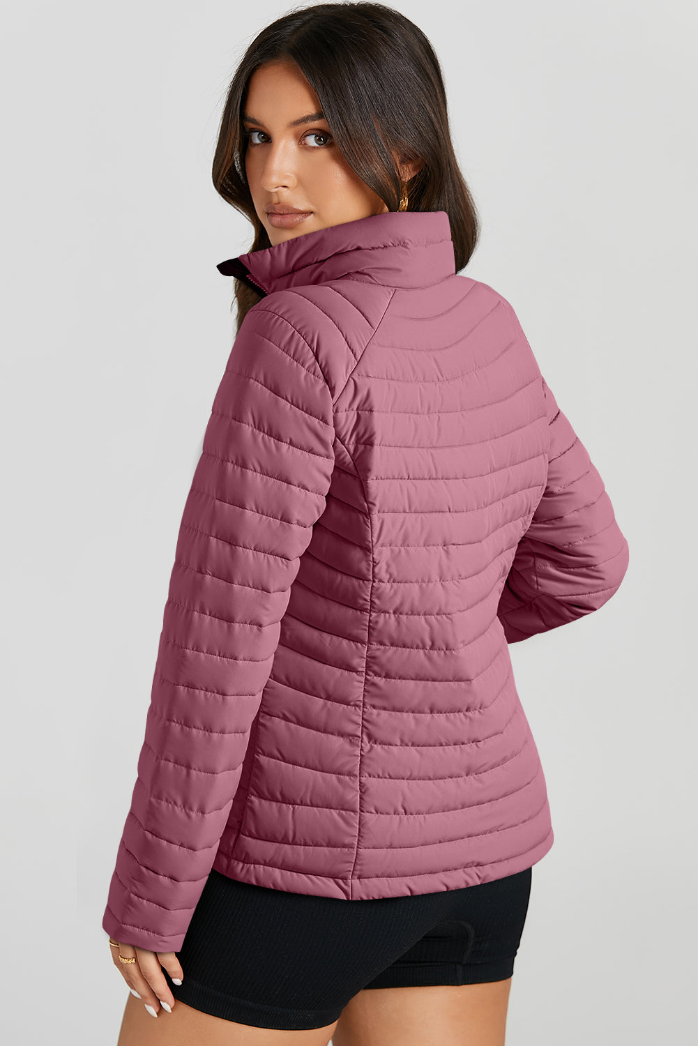 Turtleneck Zip Up Long Sleeve Jacket-Angel Casuals
