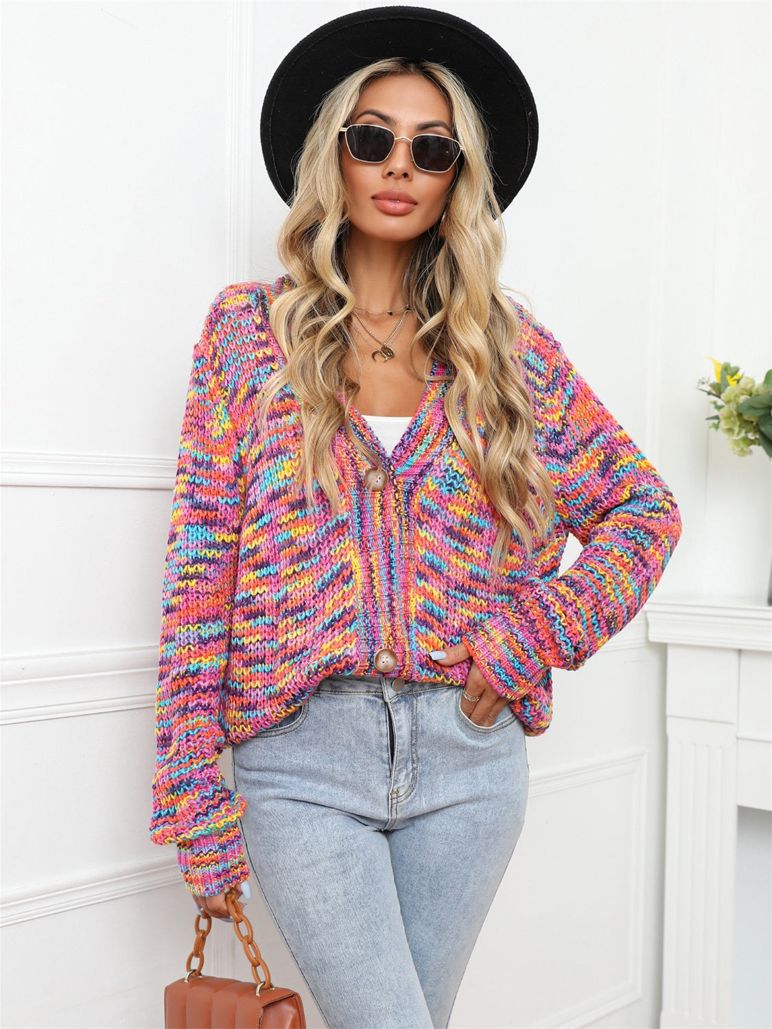 Angel Wings Button Up Dropped Shoulder Cardigan-Angel Casuals