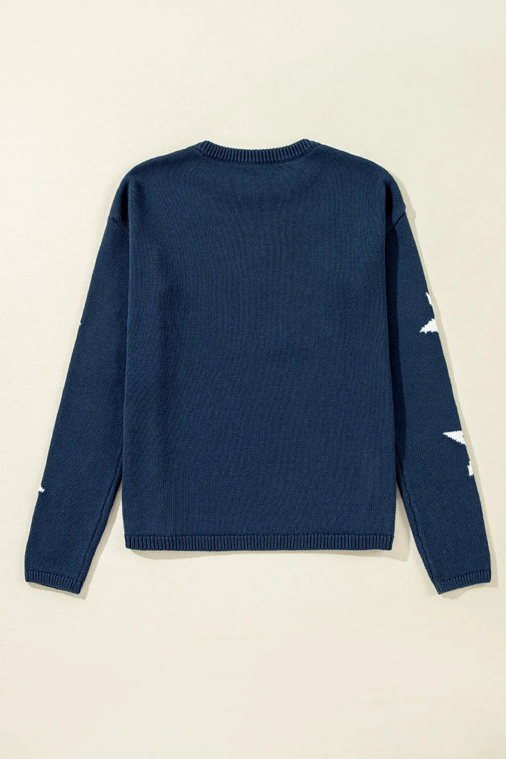 Star Round Neck Long Sleeve Sweater-Angel Casuals