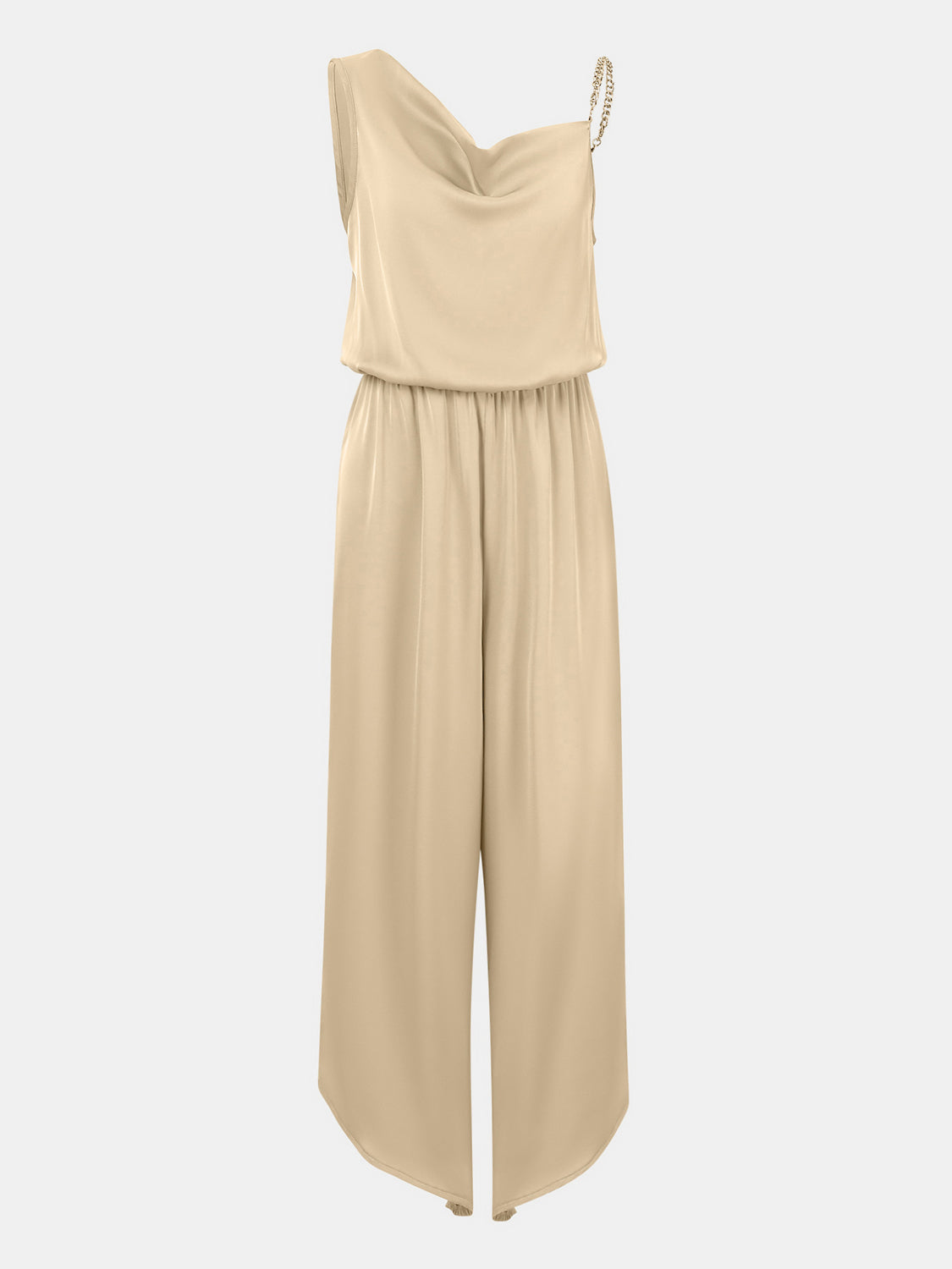 Chain Detail Asymmetrical Neck Jumpsuit-Angel Casuals