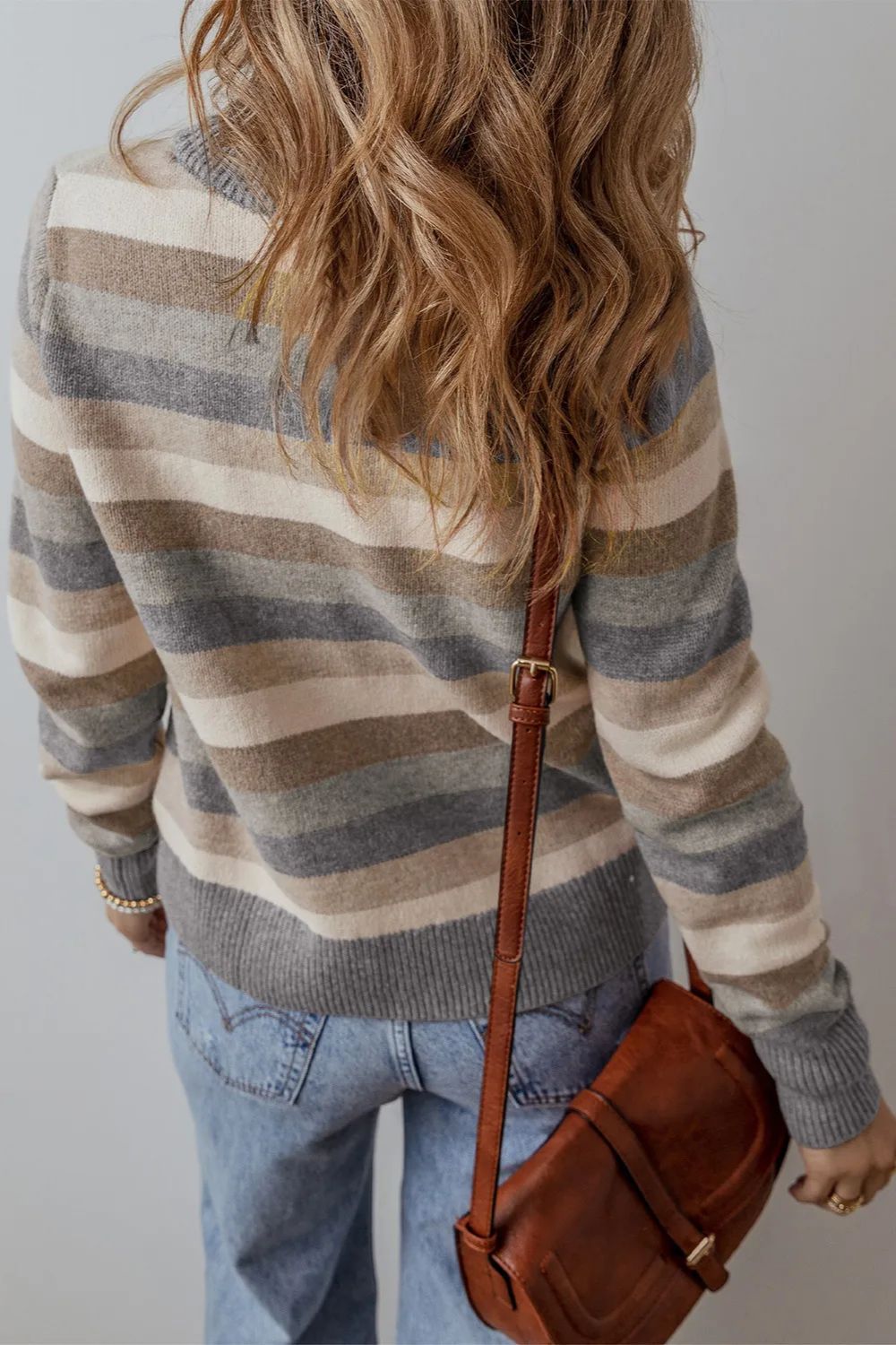 Striped Round Neck Long Sleeve Sweater-Angel Casuals