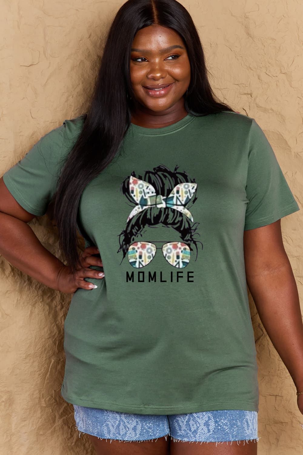 Simply Love Full Size MOM LIFE Graphic Cotton T-Shirt-Angel Casuals