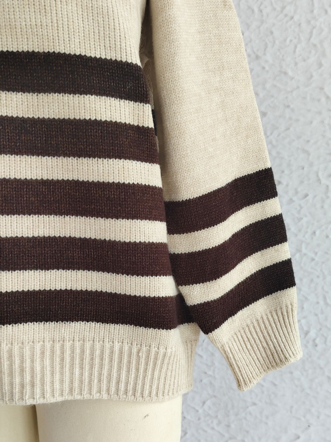 Striped Dropped Shoulder Long Sleeve Sweater-Angel Casuals