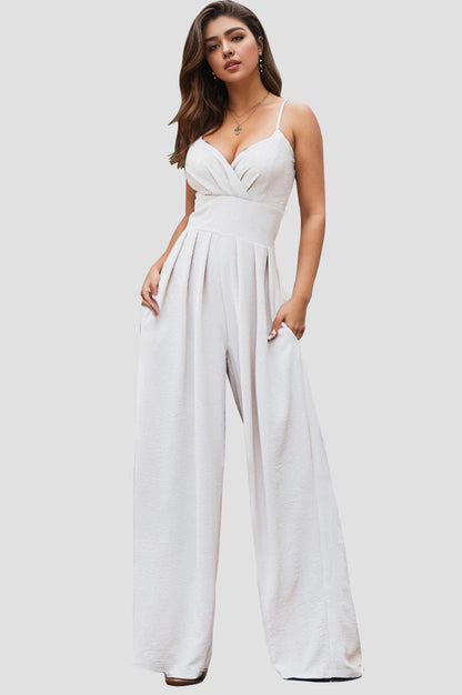 Spaghetti Strap Wide Leg Jumpsuit-Angel Casuals