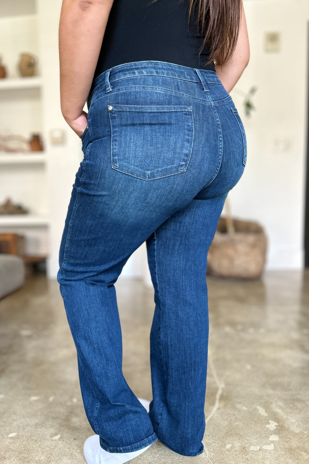 Judy Blue Full Size Tummy Control Straight Jeans-Angel Casuals