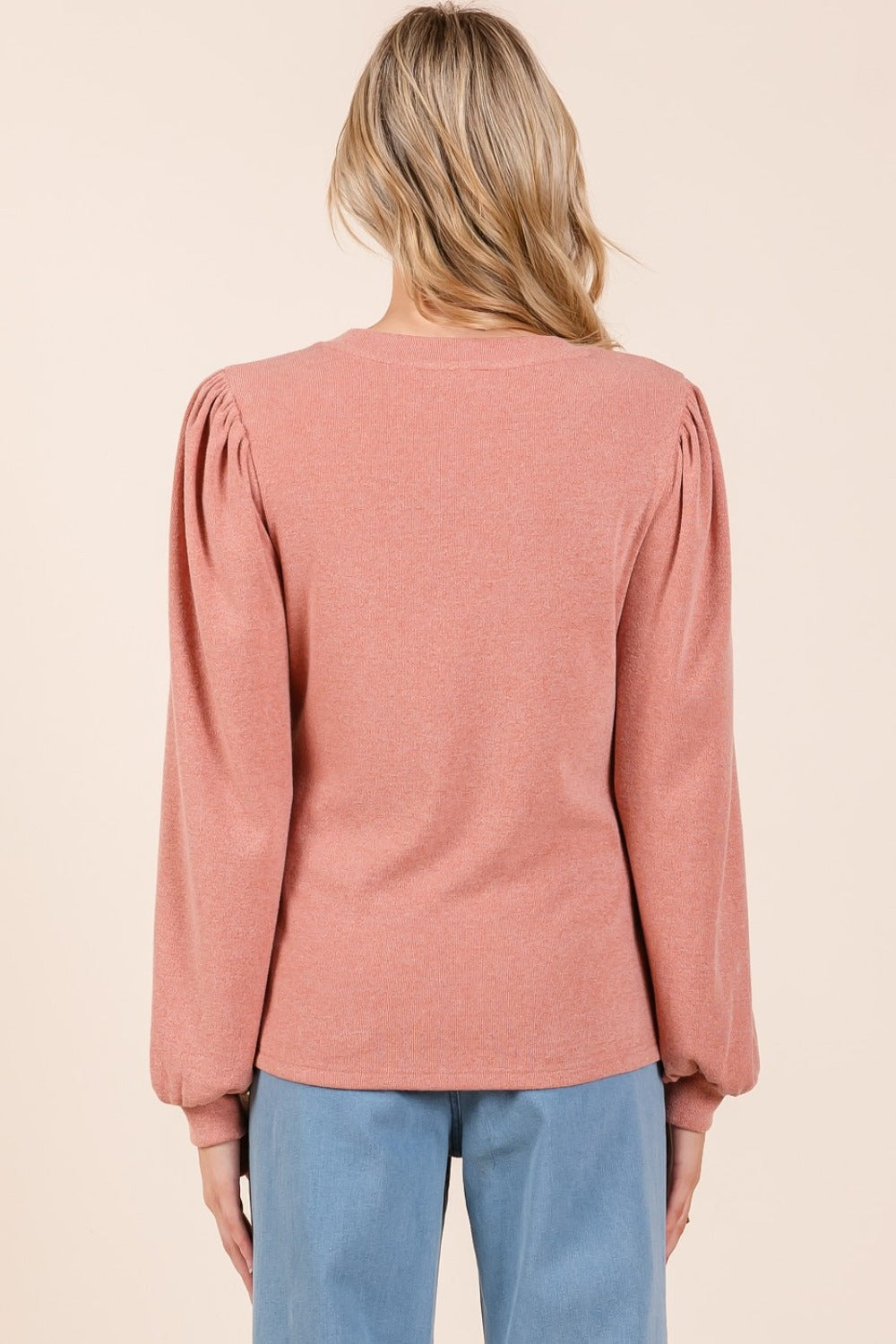 Mittoshop Round Neck Long Sleeve Rib Knit Top-Angel Casuals