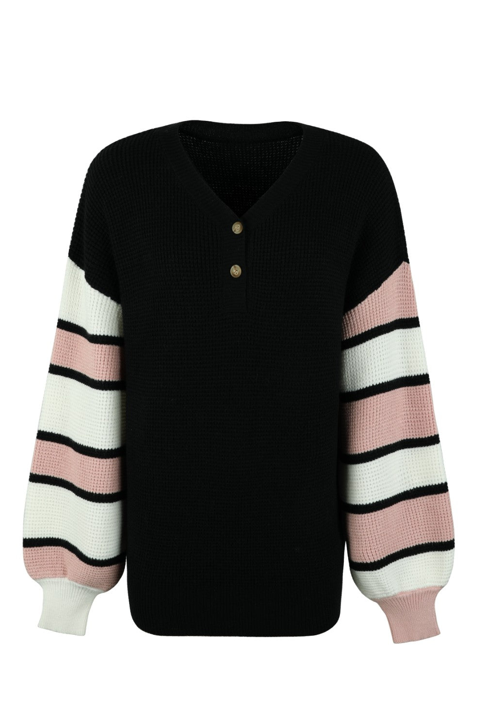 Color Block V-Neck Dropped Shoulder Sweater-Angel Casuals