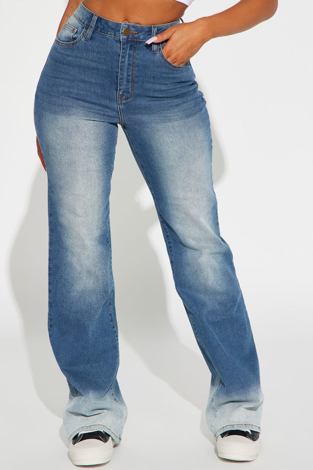 Pocketed Buttoned Straight Jeans-Angel Casuals