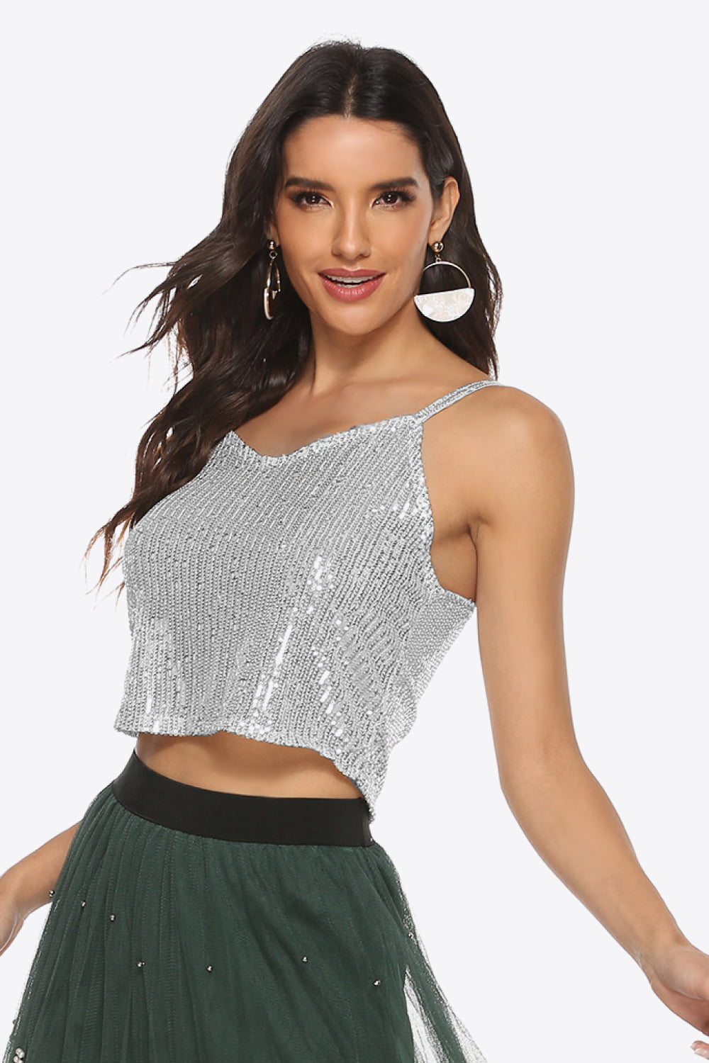 Sequin Cropped Cami-Angel Casuals