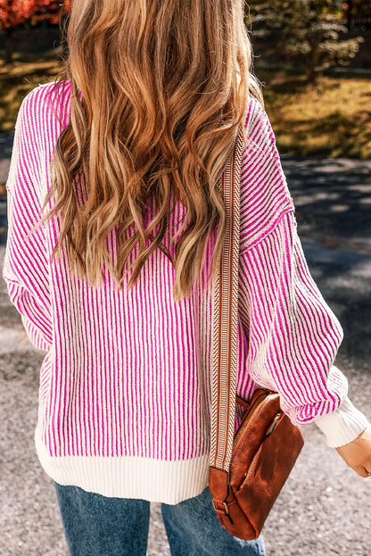 Round Neck Dropped Shoulder Sweater-Angel Casuals