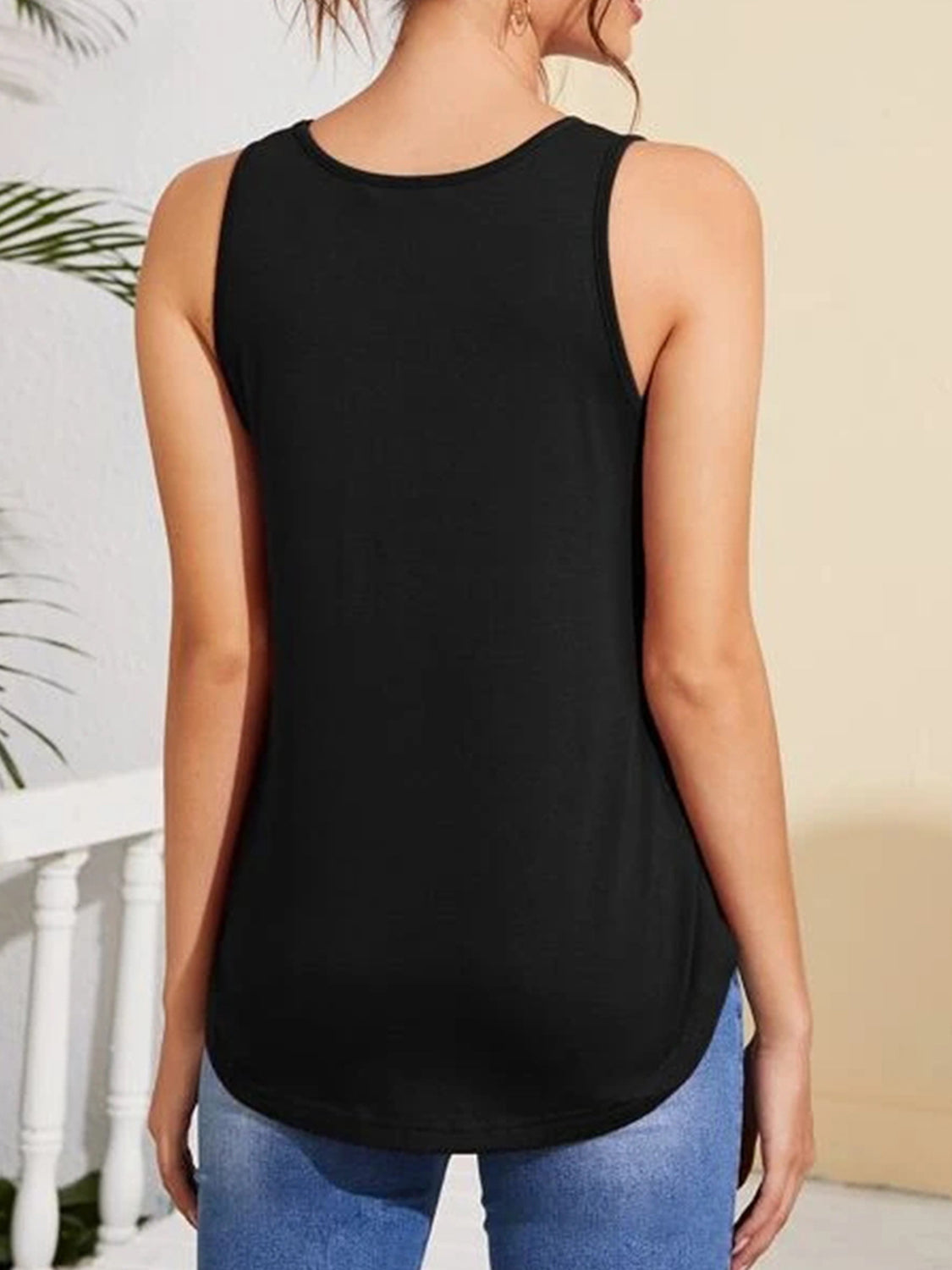 V-Neck Curved Hem Tank-Angel Casuals