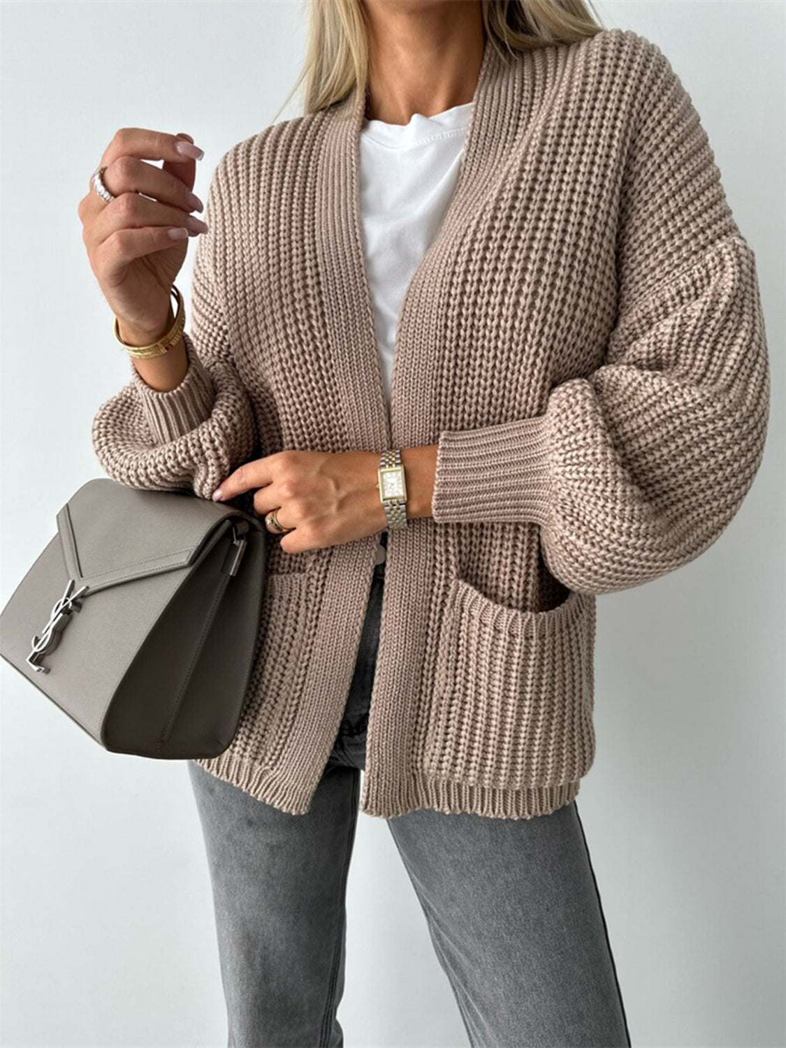 Open Front Dropped Shoulder Cardigan-Angel Casuals