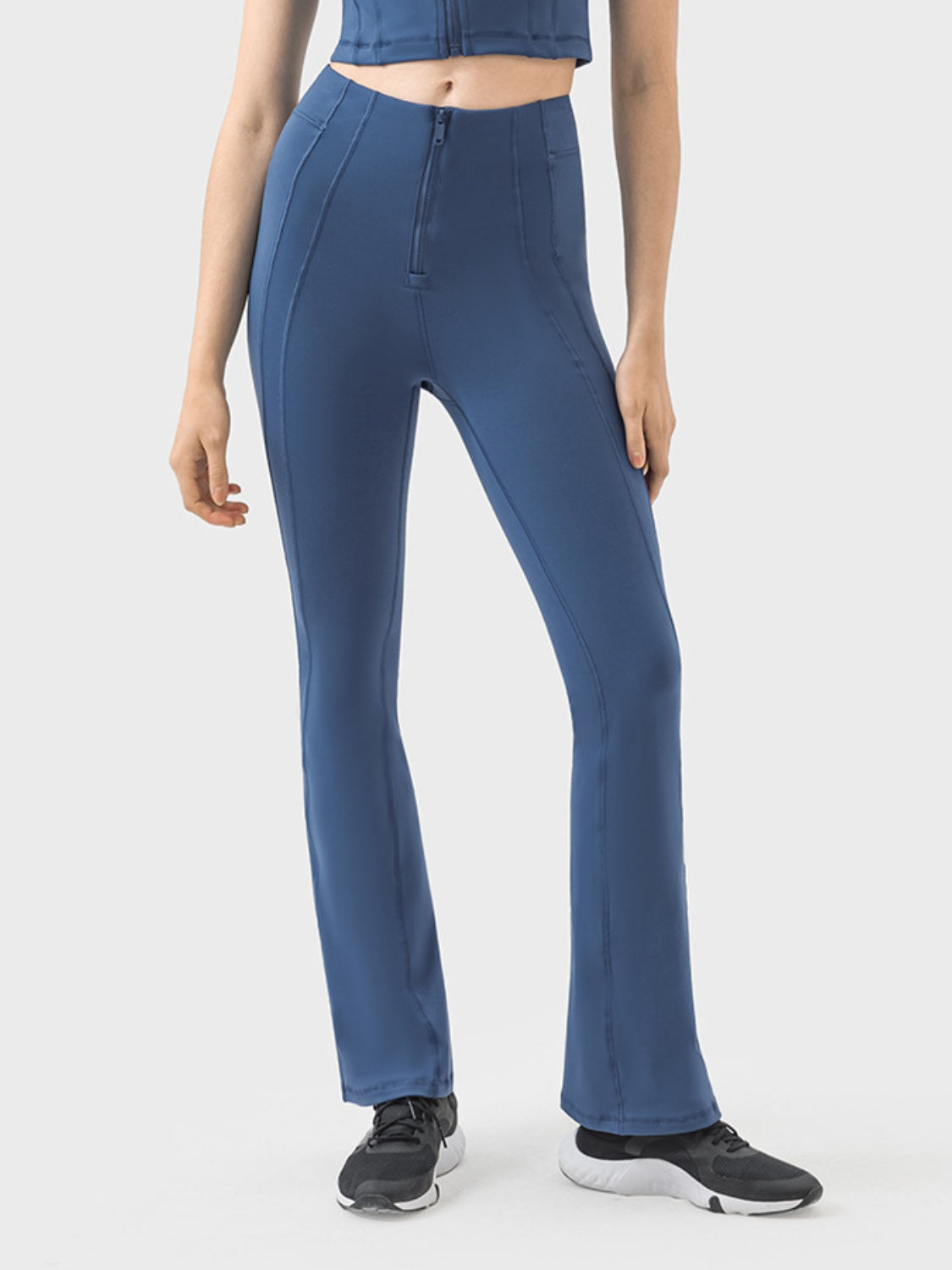 Zipper Detail High Waist Active Pants-Angel Casuals