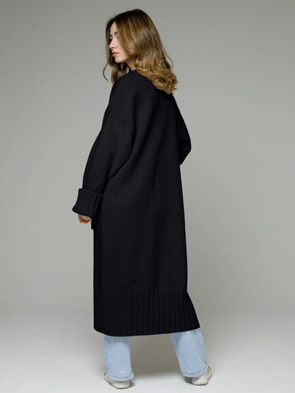 Pocketed Open Front Dropped Shoulder Cardigan-Angel Casuals