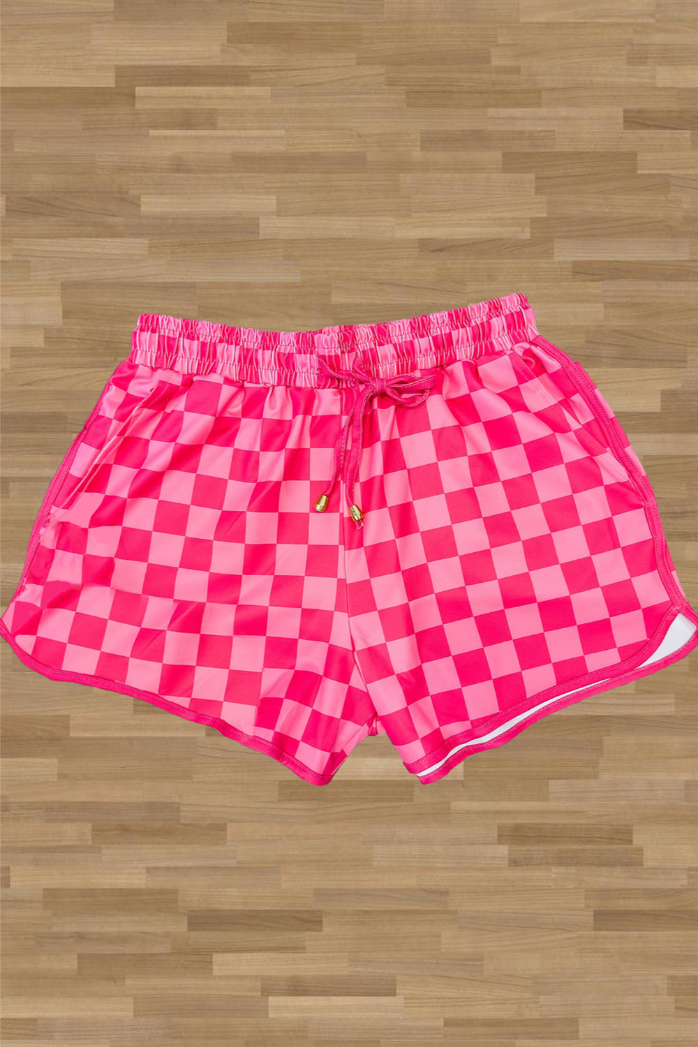 Drawstring Checkered Shorts with Pockets-Angel Casuals