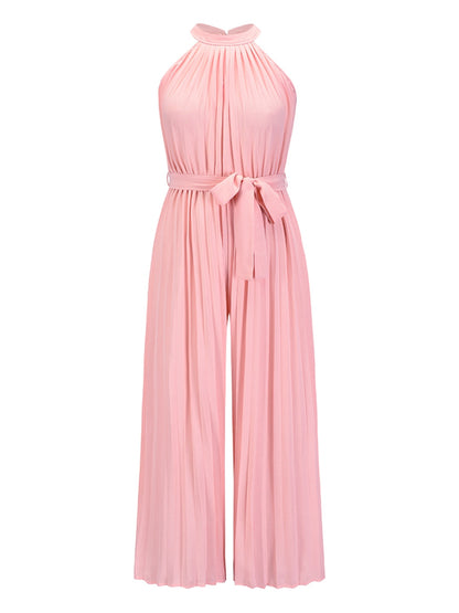 Cutout Tied Pleated Sleeveless Jumpsuit-Angel Casuals