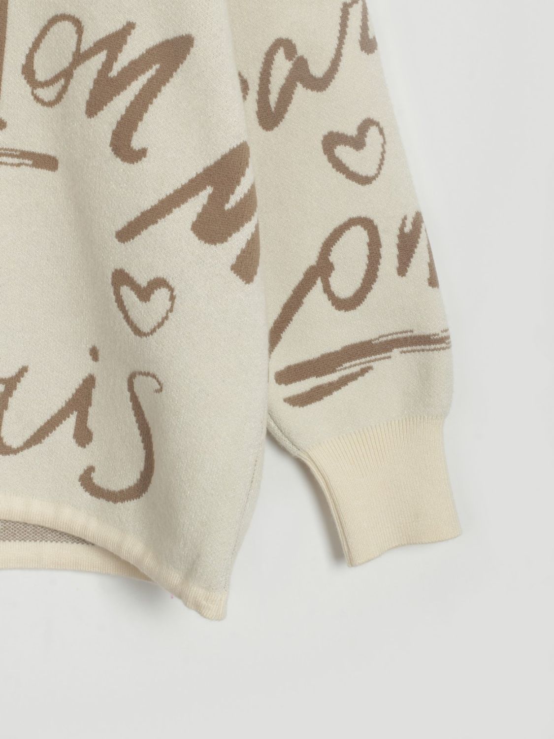 Drawstring Hem Letter Pattern Round Neck Dropped Shoulder Sweater-Angel Casuals