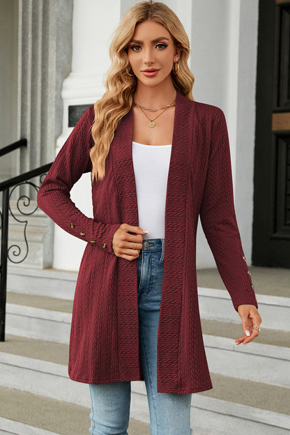 Open Front Long Sleeve Cardigan-Angel Casuals