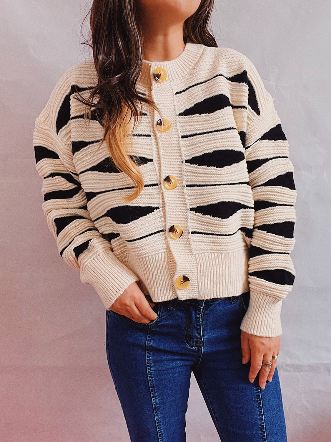 Color Block Button Front Cardigan-Angel Casuals