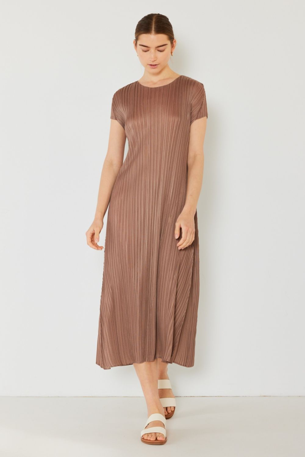 Marina West Swim Pleated Cap Sleeve A-Line Dress-Angel Casuals