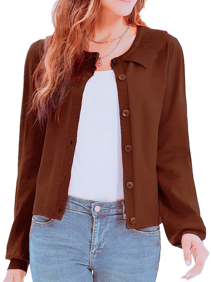 Collared Long Sleeve Button Down Cardigan-Angel Casuals