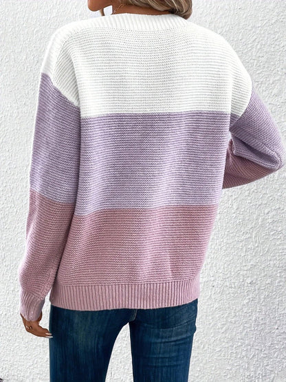 Color Block Boat Neck Sweater-Angel Casuals