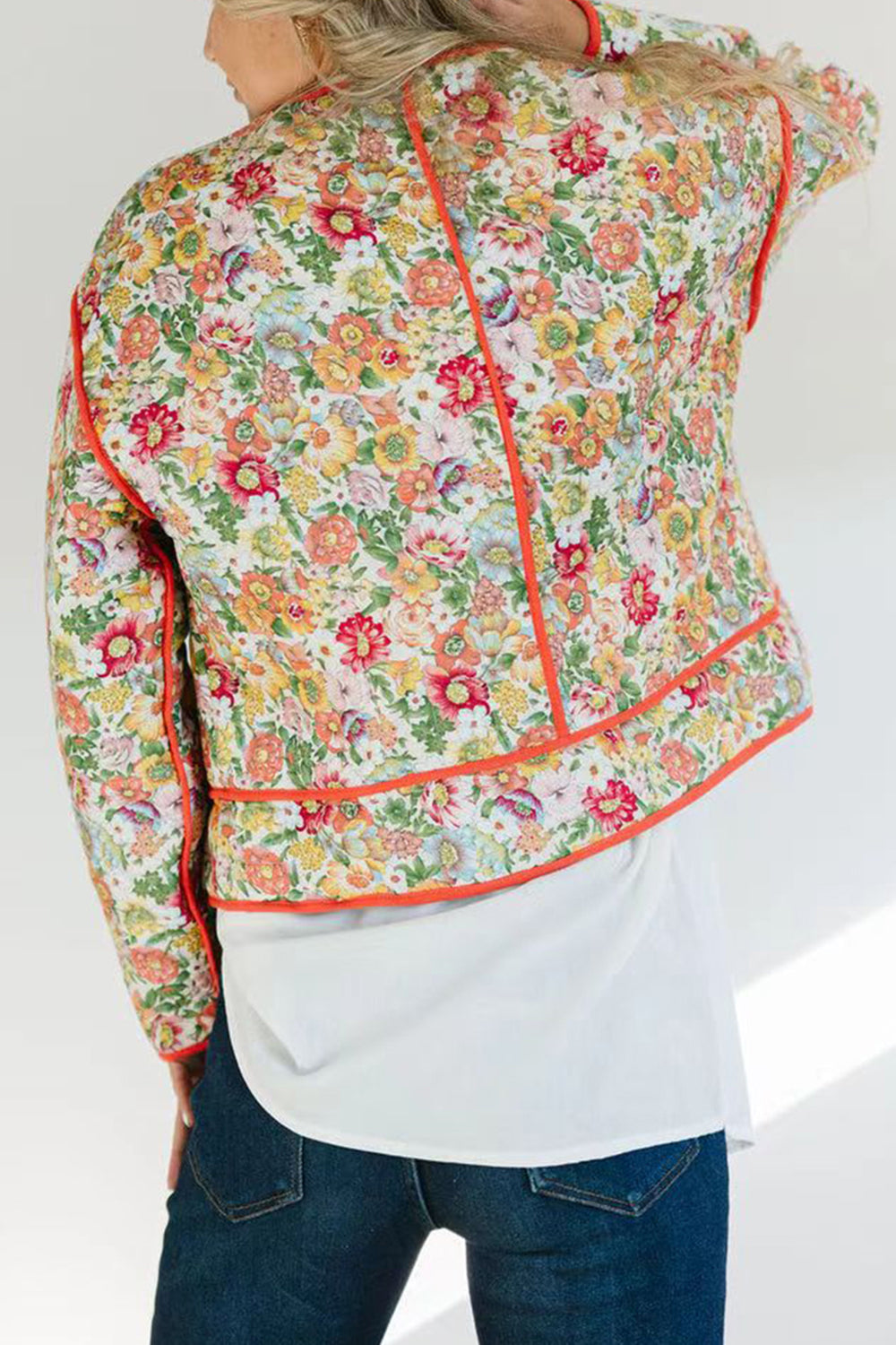 Floral Button Up Long Sleeve Winter Coat-Angel Casuals