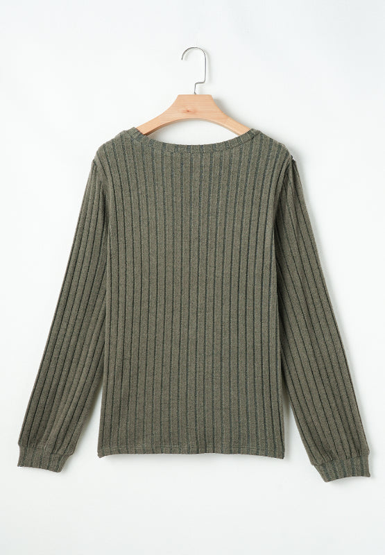 Leopard Round Neck Long Sleeve T-Shirt-Angel Casuals