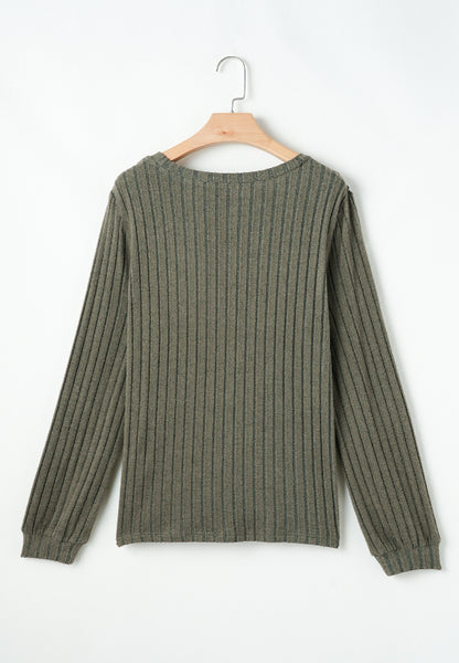 Leopard Round Neck Long Sleeve T-Shirt-Angel Casuals