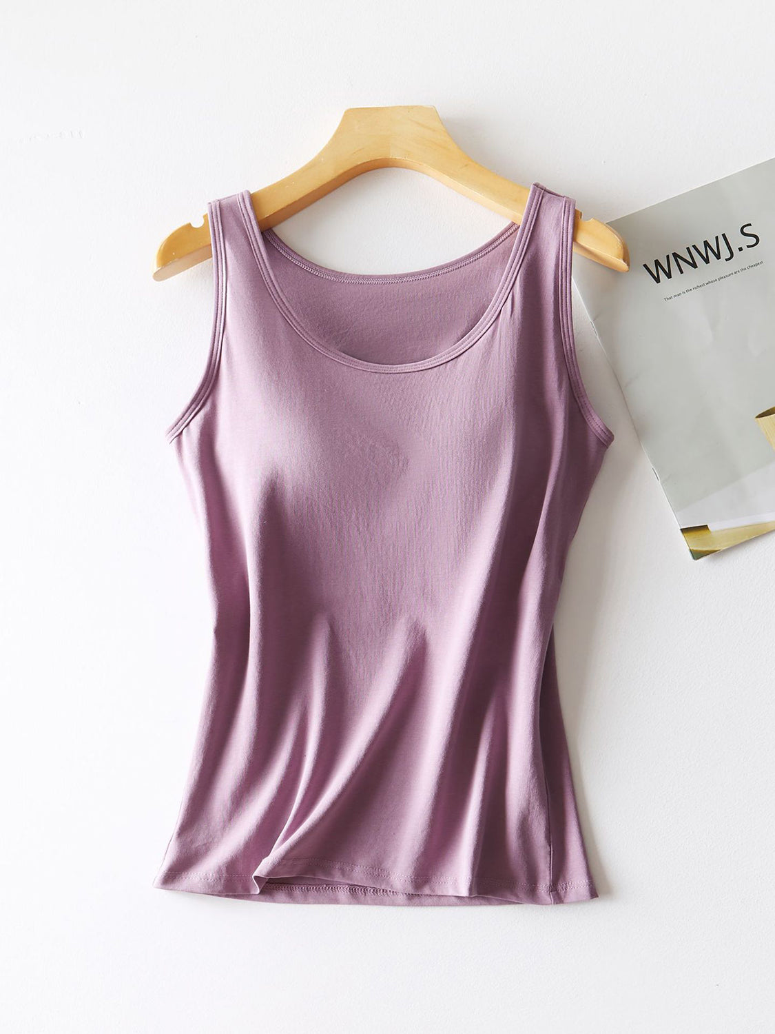 Round Neck Tank with Bra-Angel Casuals