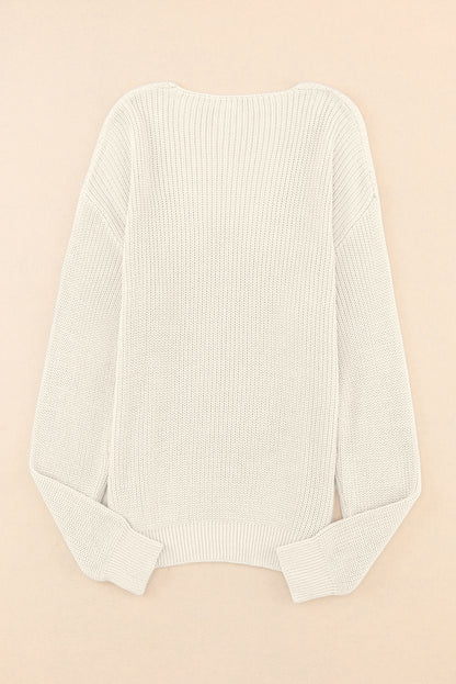 V-Neck Drop Shoulder Sweater-Angel Casuals