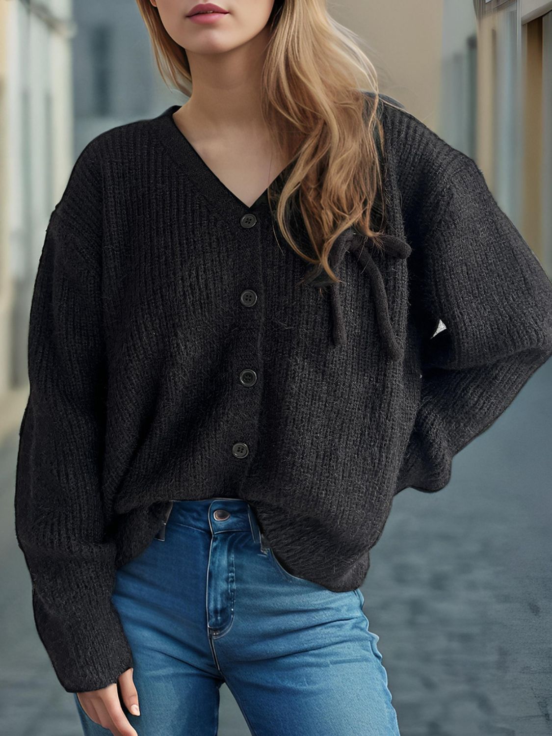 Button Down Long Sleeve Cardigan-Angel Casuals