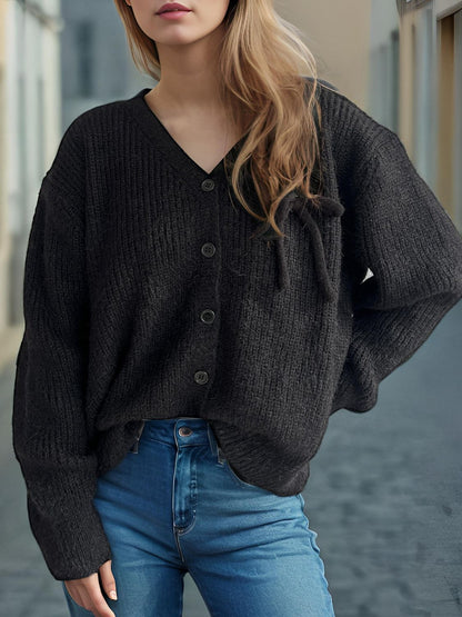 Button Down Long Sleeve Cardigan-Angel Casuals