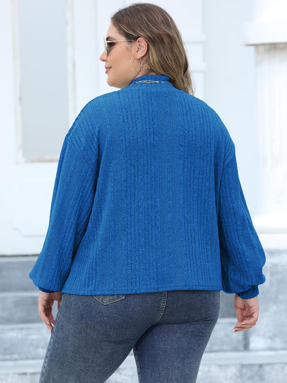 Plus Size Mock Neck Long Sleeve Knit Top-Angel Casuals