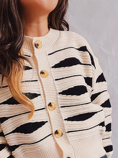 Color Block Button Front Cardigan-Angel Casuals