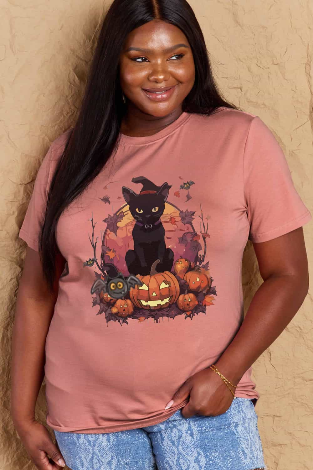 Simply Love Full Size Halloween Theme Graphic T-Shirt-Angel Casuals