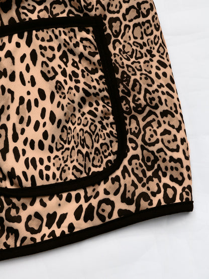 Perfee Leopard Open Front Long Sleeve Jacket-Angel Casuals