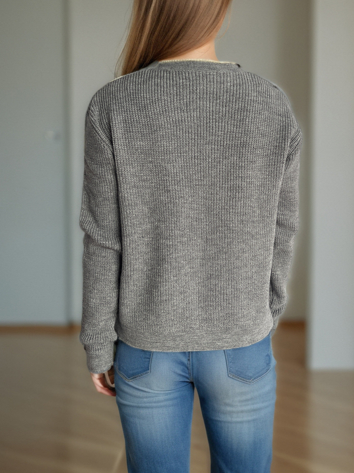 Contrast Button Down Long Sleeve Cardigan-Angel Casuals