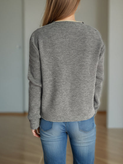 Contrast Button Down Long Sleeve Cardigan-Angel Casuals