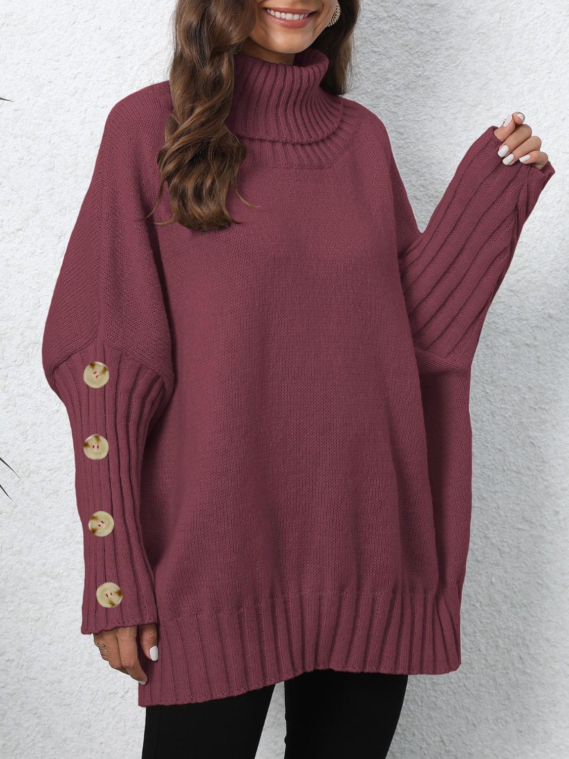 Turtleneck Long Sleeve Sweater-Angel Casuals