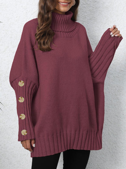 Turtleneck Long Sleeve Sweater-Angel Casuals