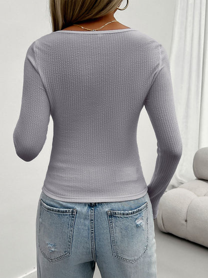 Devine Lace Detail Scoop Neck Long Sleeve T-Shirt-Angel Casuals