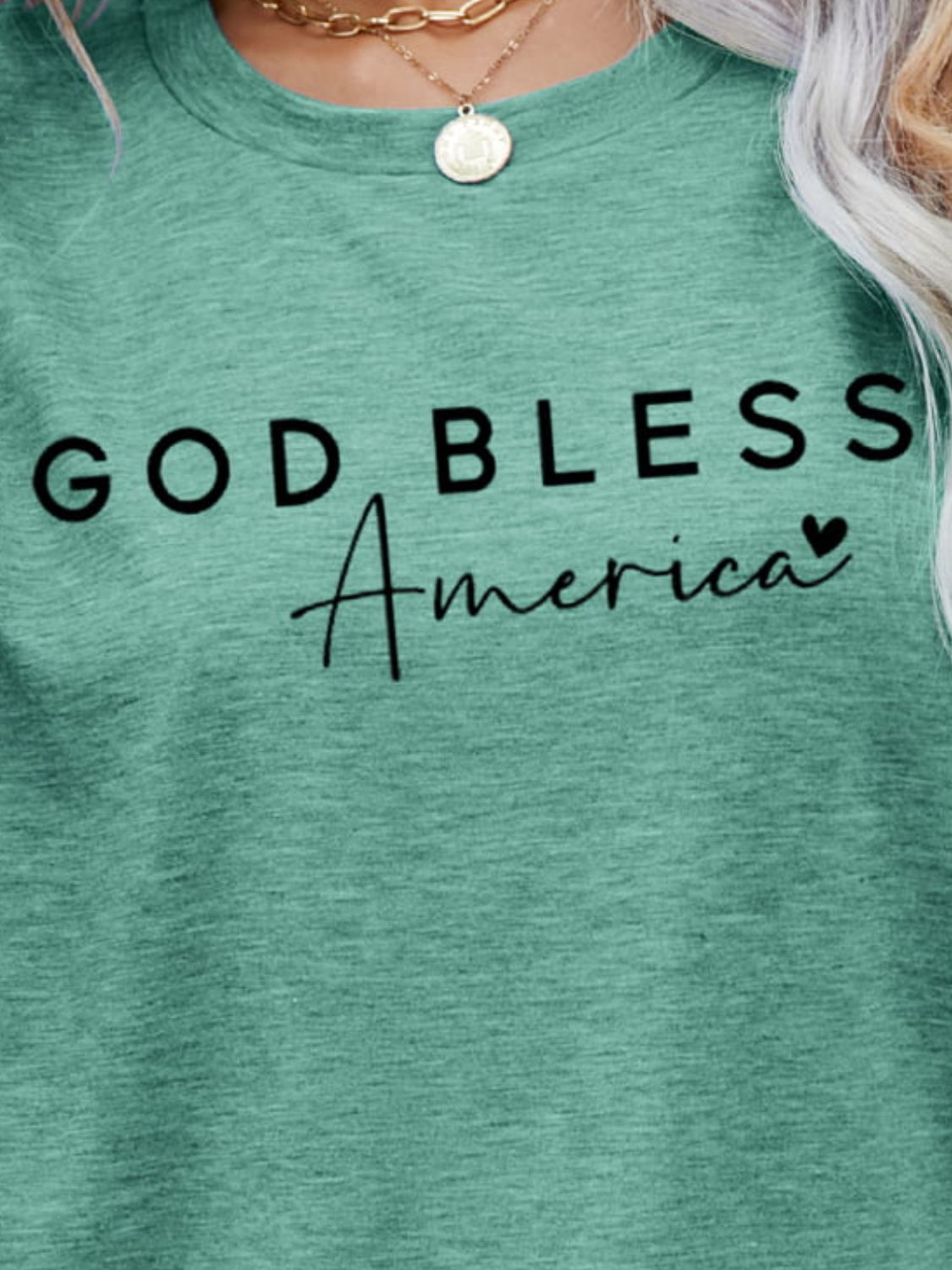 GOD BLESS AMERICA Graphic Short Sleeve Tee-Angel Casuals