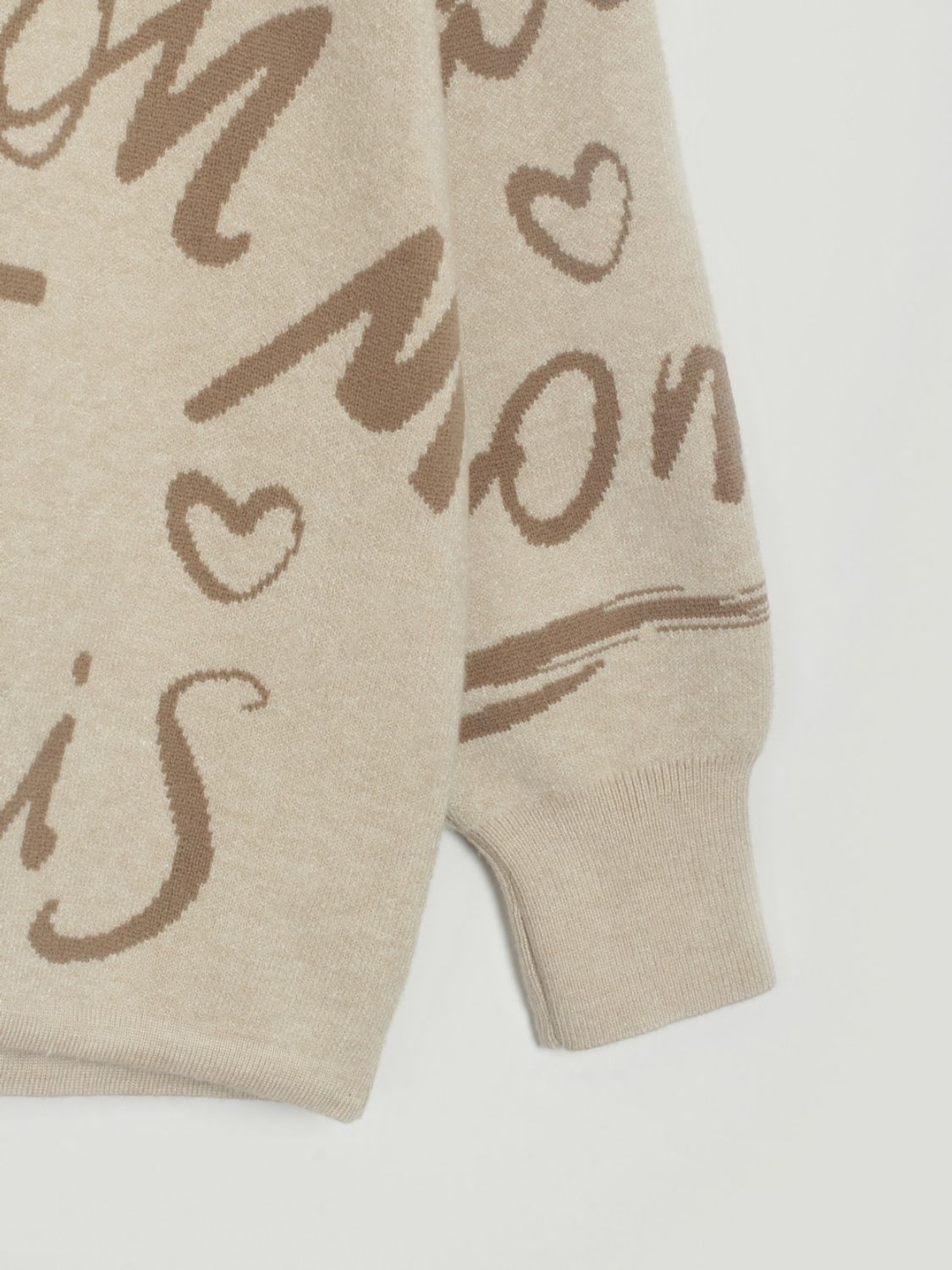 Drawstring Hem Letter Pattern Round Neck Dropped Shoulder Sweater-Angel Casuals