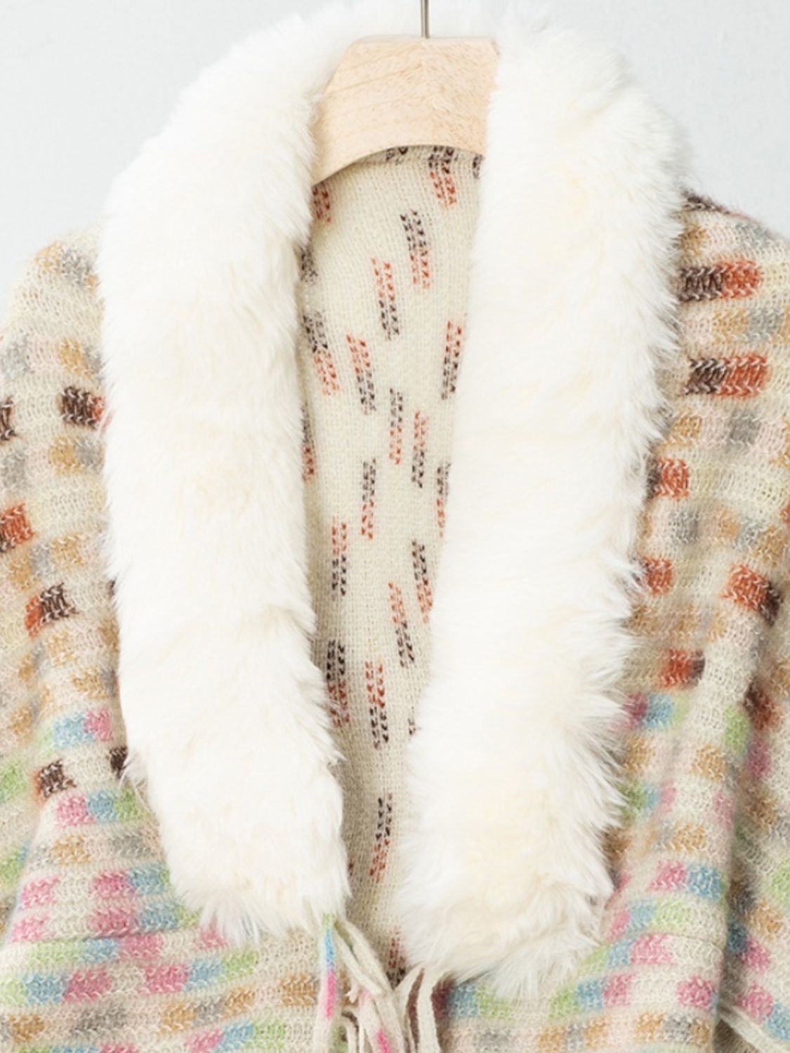 Fringe Fuzzy Open Front Poncho-Angel Casuals