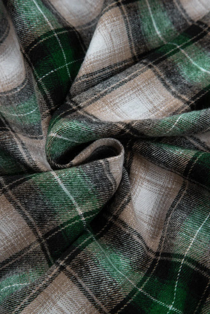 Drawstring Pocketed Plaid Hooded Jacket-Angel Casuals