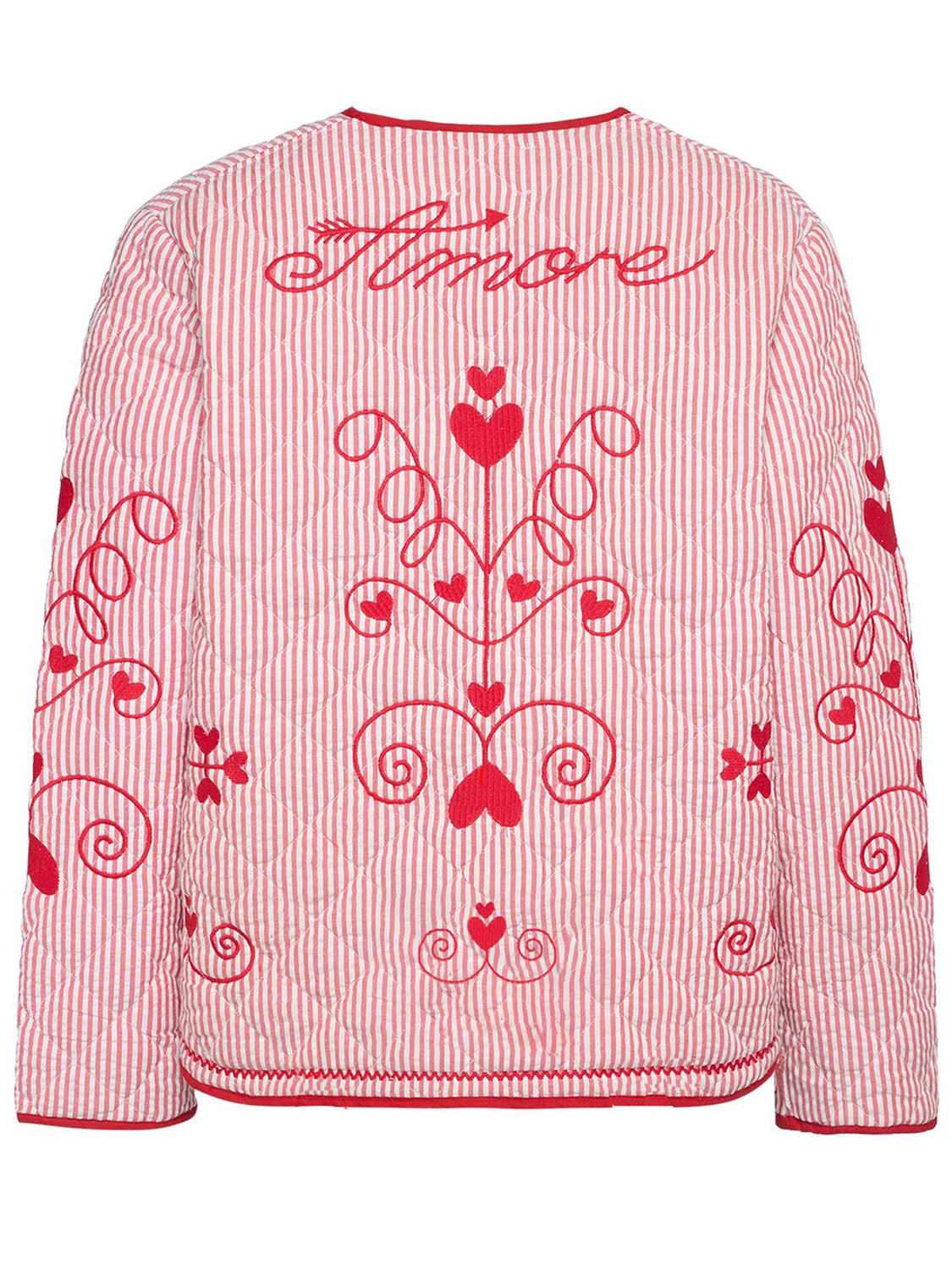 Embroidered Tied Striped Round Neck Coat-Angel Casuals