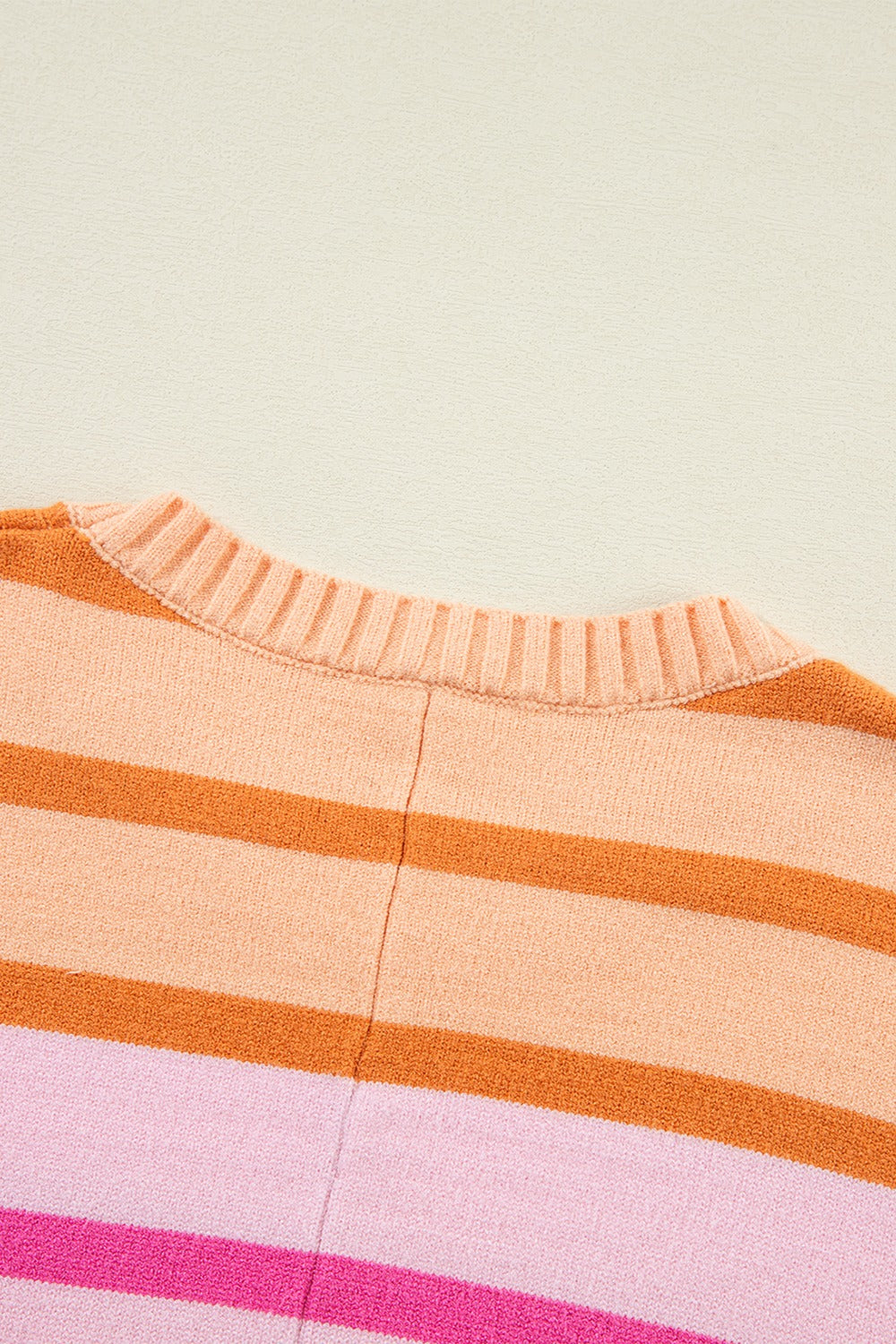 Contrast Striped Round Neck Long Sleeve Knit Top-Angel Casuals